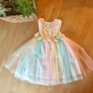 DOE A DEAR  - Rainbow Tulle Toddler Dress - 2T